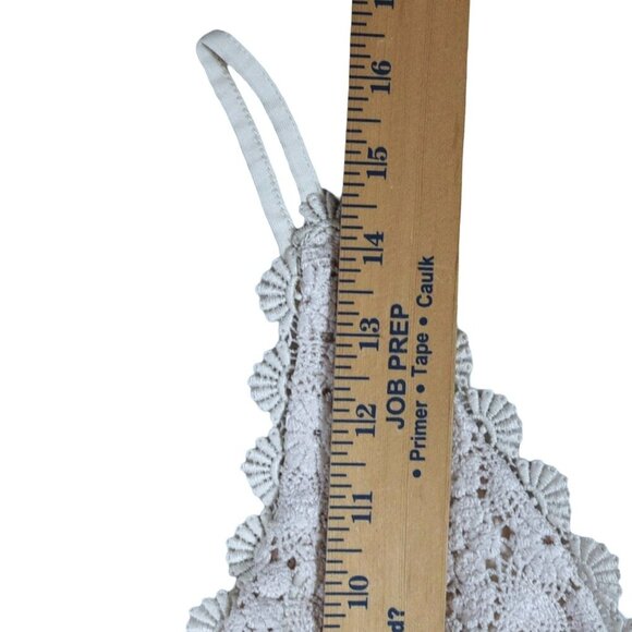 H&M Cream Lace Crochet Camisole Size M Floral Boho Festival Top Lined Adjustable - Picture 6 of 8